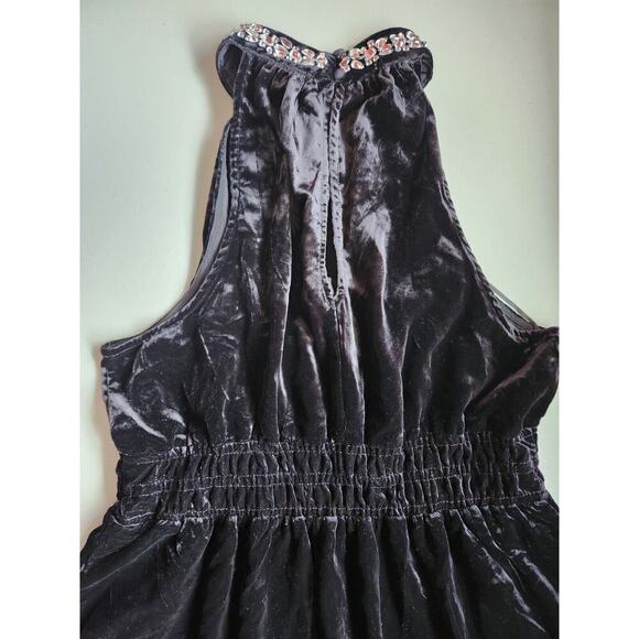 NWT Anthropologie The Somerset Embellished Velvet Halter Mini Dress Sz L #NC502 - Picture 6 of 11
